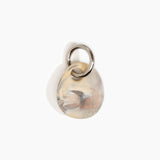 Dinosaur Designs Earth Keyring in Sandy Pearl — handcrafted marbled beige, grey and pearlescent resin pebble bead on a polished gunmetal jump ring..