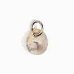 Dinosaur Designs Earth Keyring in Sandy Pearl — handcrafted marbled beige, grey and pearlescent resin pebble bead on a polished gunmetal jump ring..