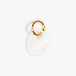Dinosaur Designs Earth Keyring in Snow Swirl — handcrafted marbled white and clear resin pebble bead on a polished brass jump ring..