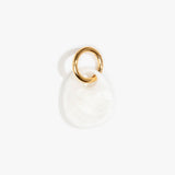 Dinosaur Designs Earth Keyring in Snow Swirl — handcrafted marbled white and clear resin pebble bead on a polished brass jump ring..