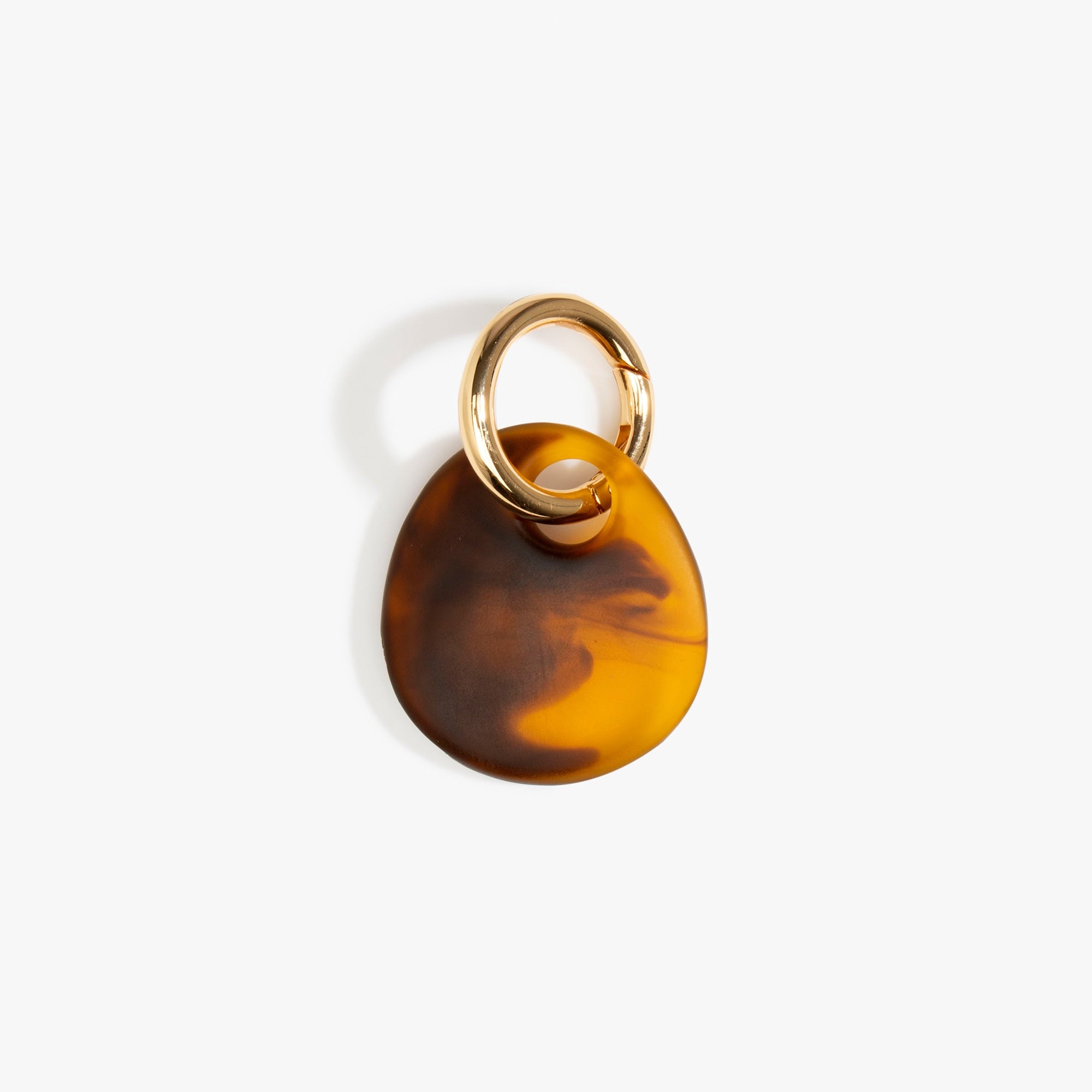 Dinosaur Designs Earth Keyring in Tortoise — handcrafted marbled amber and Black resin pebble bead on a polished jump ring..