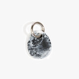 Dinosaur Designs Earth Keyring in White Marble — handcrafted marbled white and Black resin pebble bead on a polished gunmetal jump ring..