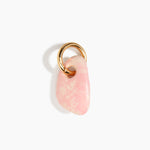 Dinosaur Designs Rock Keyring in Blossom — handcrafted marbled pale pink resin pebble bead on a polished brass jump ring..