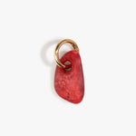 Dinosaur Designs Rock Keyring in Cranberry — handcrafted marbled red resin pebble bead on a polished brass jump ring
