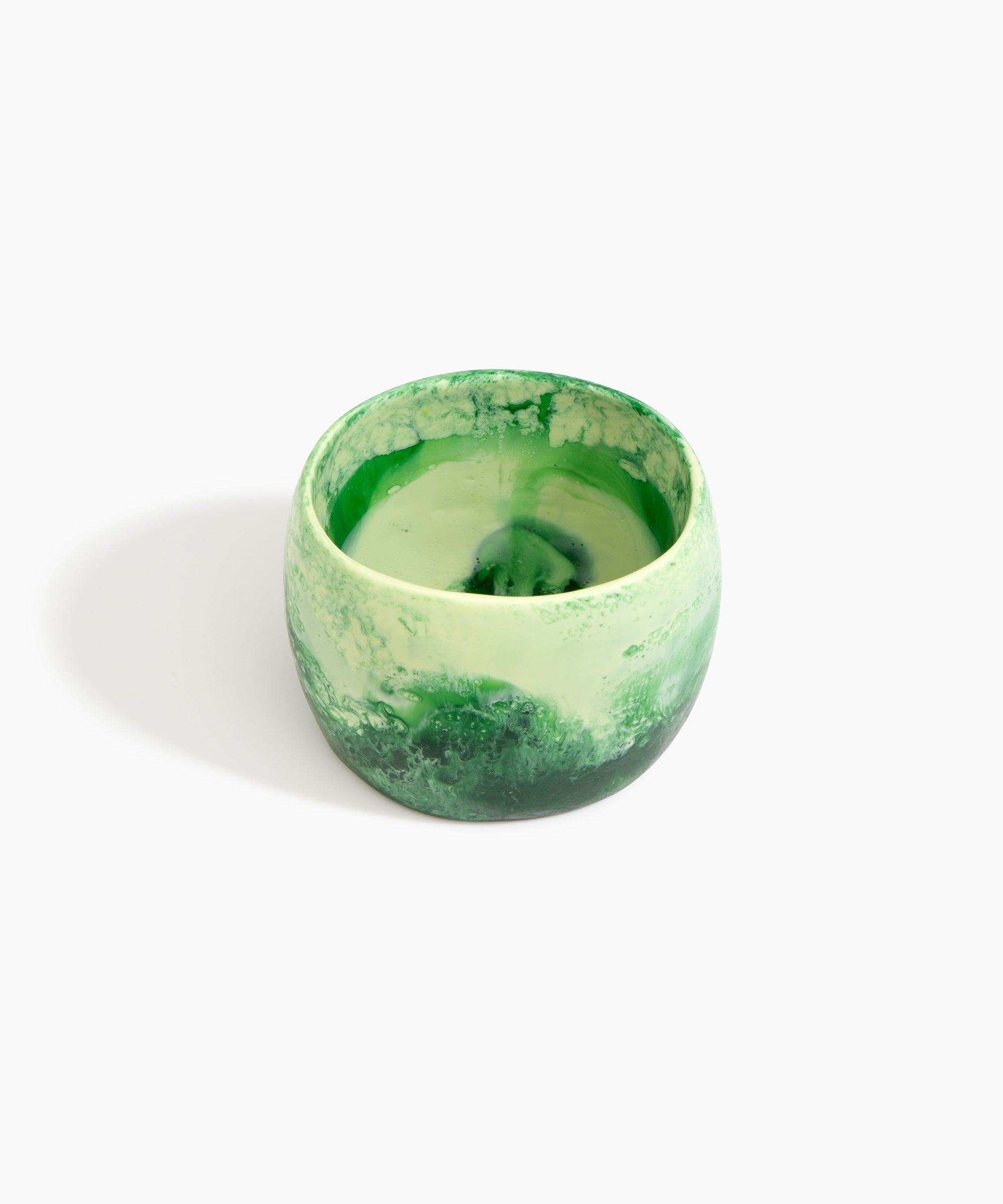 Dinosaur Designs Rock Totem Vase in Cappuccino — handcrafted pollen yellow marbled resin vase with organic silhouette.