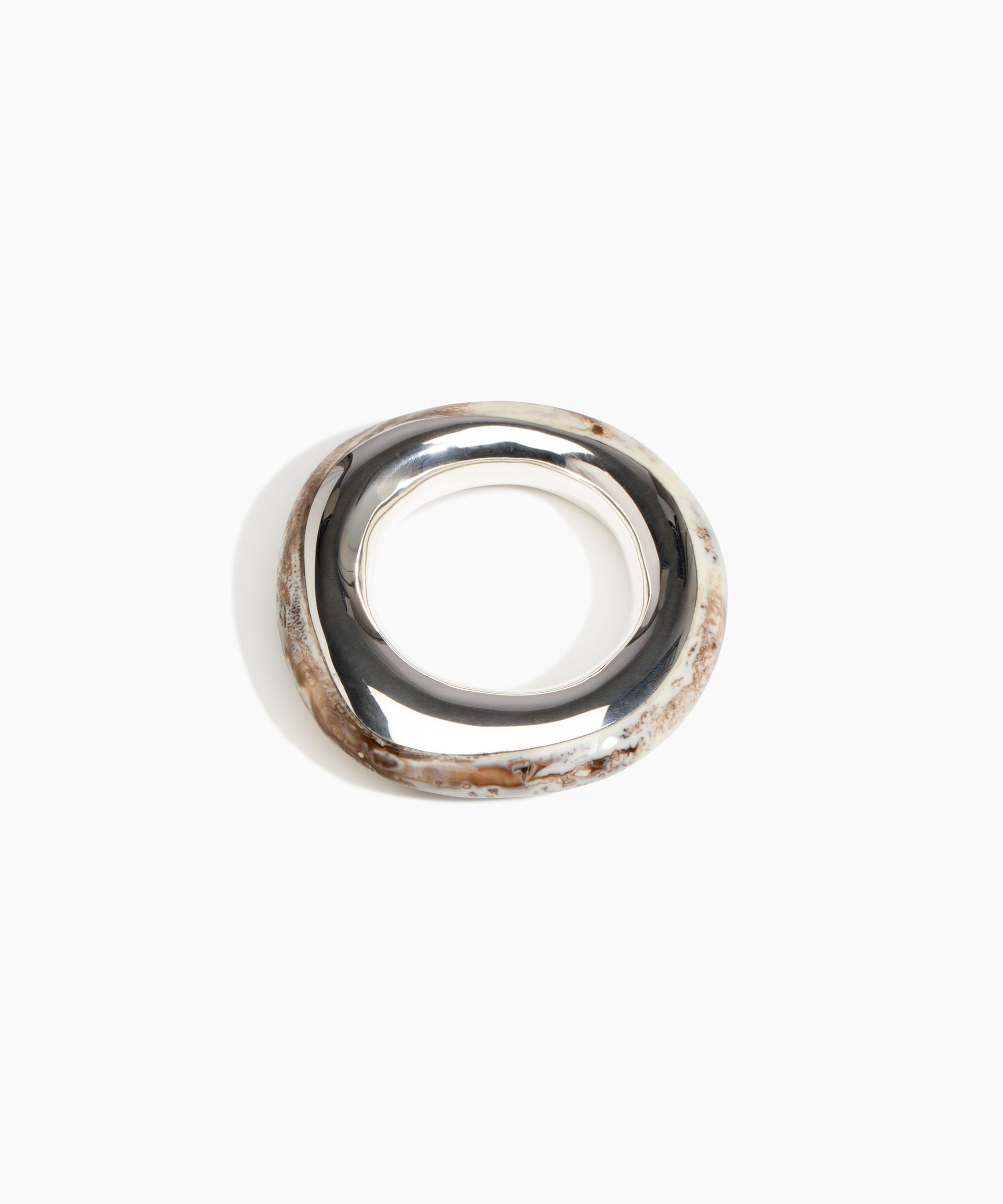 Dinosaur Designs LBRCKDUOMED Medium Rock Duo Bangle SILVER CAPPUCCINO..