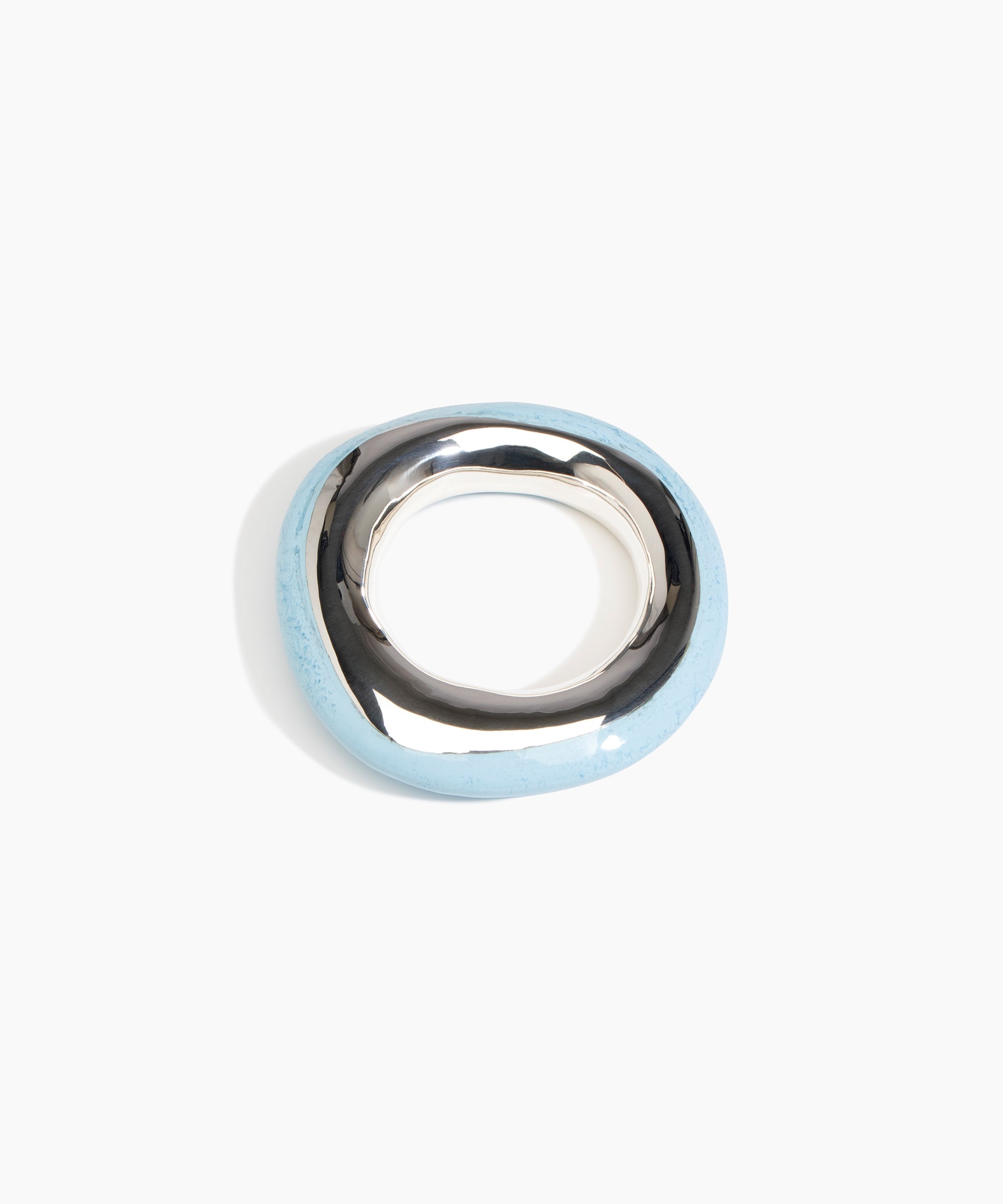Dinosaur Designs LBRCKDUOMED Medium Rock Duo Bangle SILVER POOL..