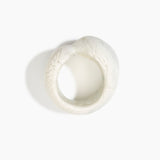 Dinosaur Designs Bold Sprout Bangle in Chalk Swirl — handcrafted marbled off-white resin bangle with oversized chunky form