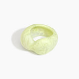 Dinosaur Designs Bold Sprout Bangle in Pistachio — handcrafted marbled pastel green resin bangle with oversized chunky form