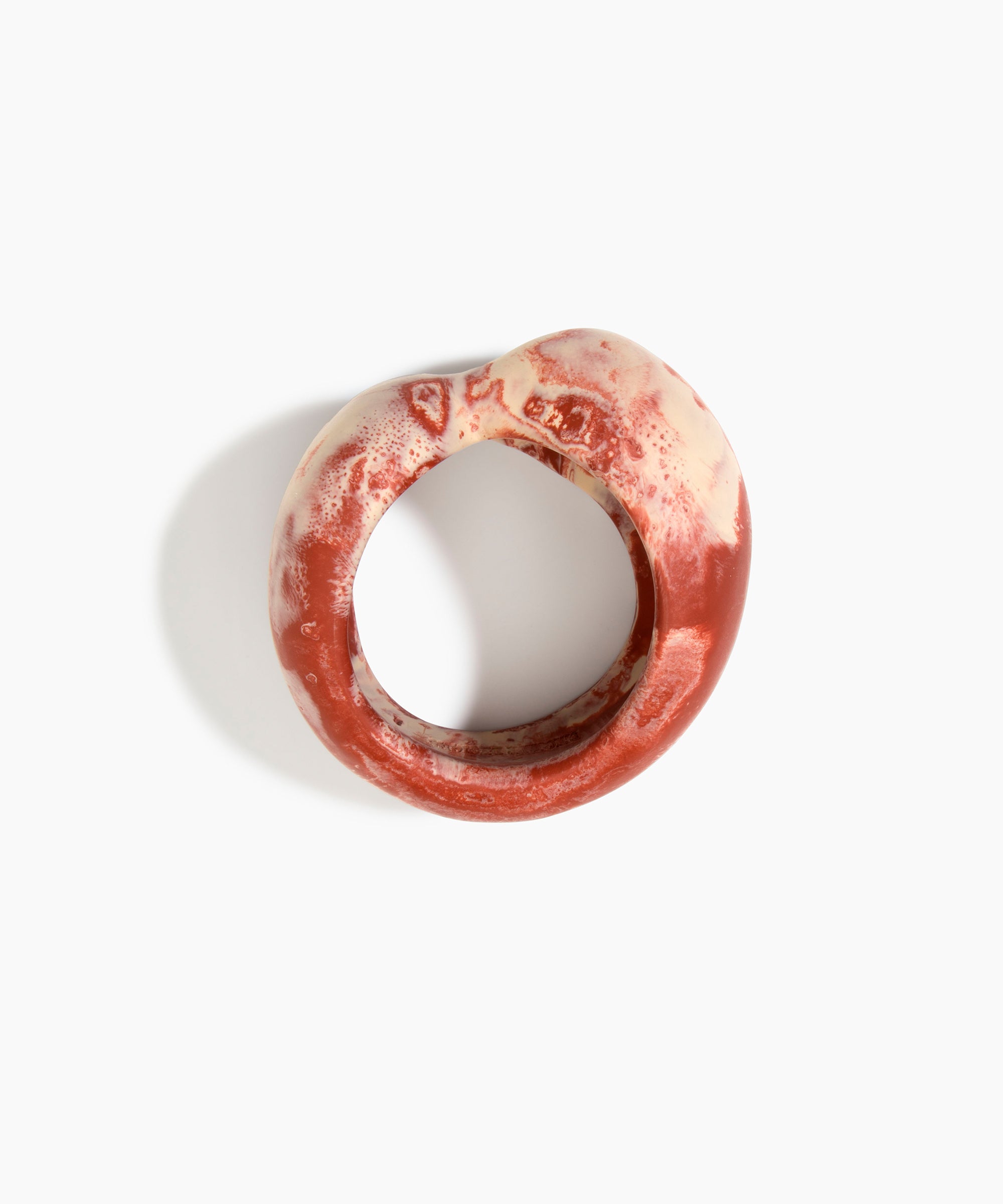 Dinosaur Designs Bold Sprout Bangle in Rust — handcrafted marbled brown-red and cream resin bangle with oversized chunky form