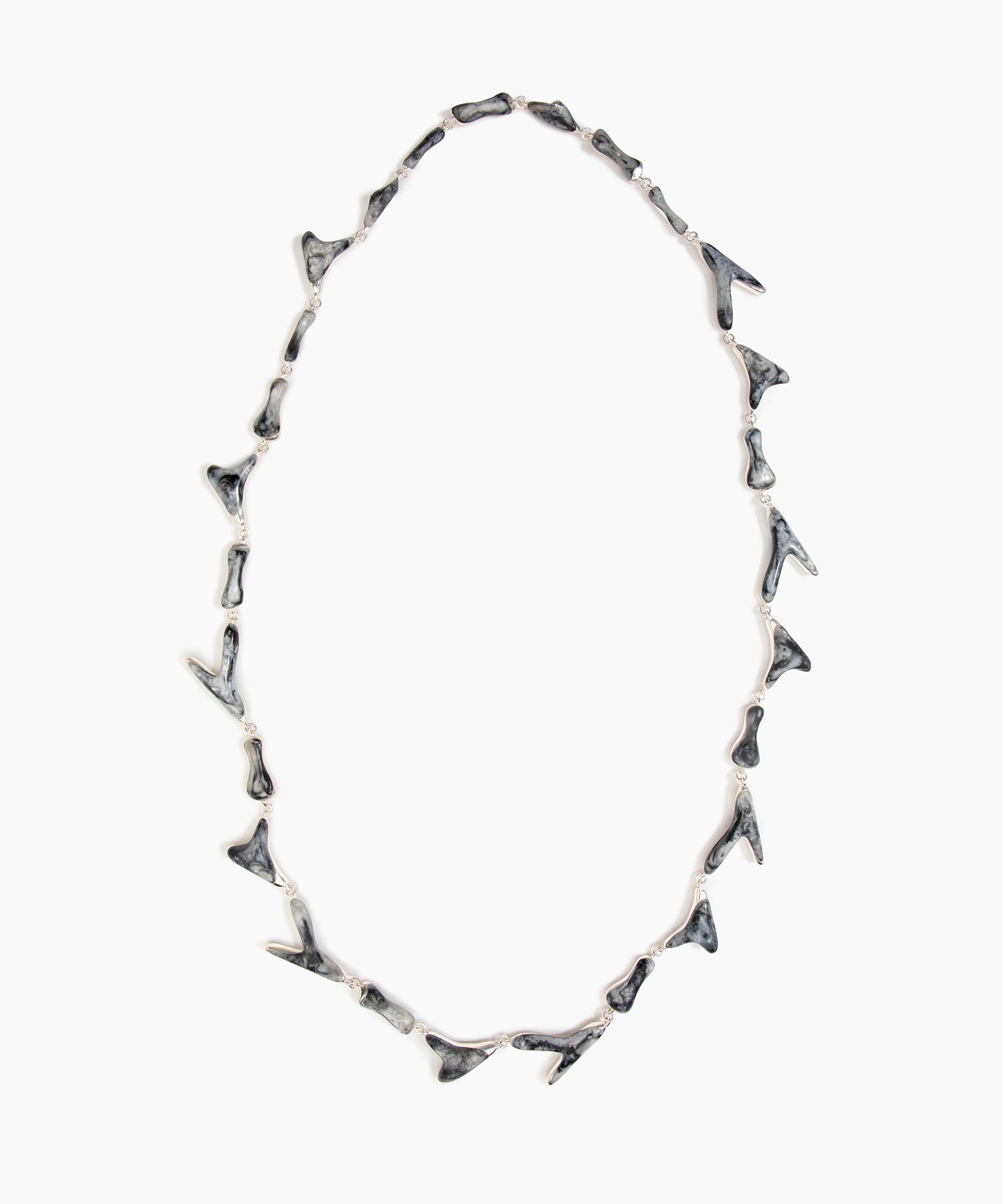 Dinosaur Designs Long Bones Necklace in Slate Colour resin with Silver-Plated Brass Material
