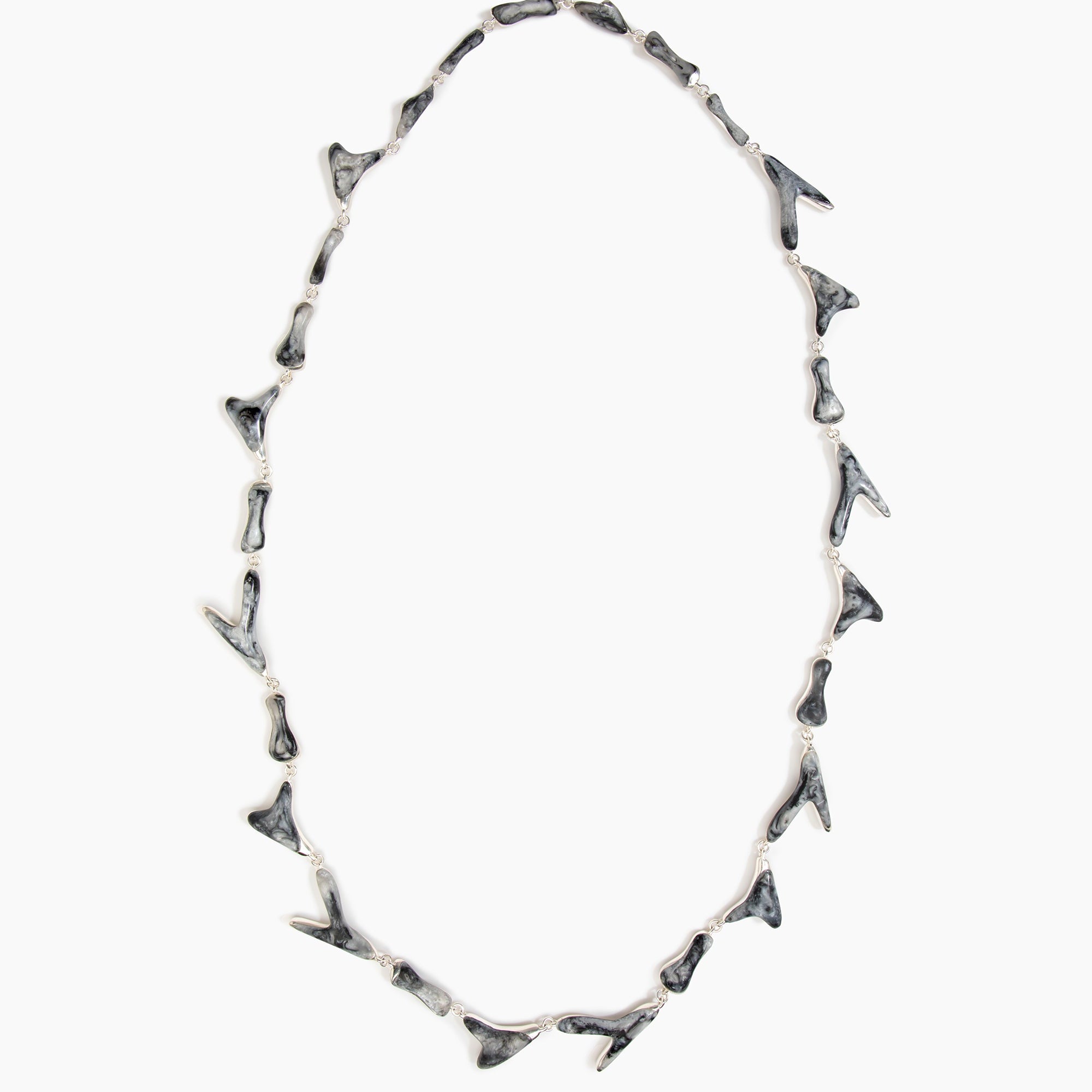 Dinosaur Designs Long Bones Necklace in Slate Colour resin with Silver-Plated Brass Material.
