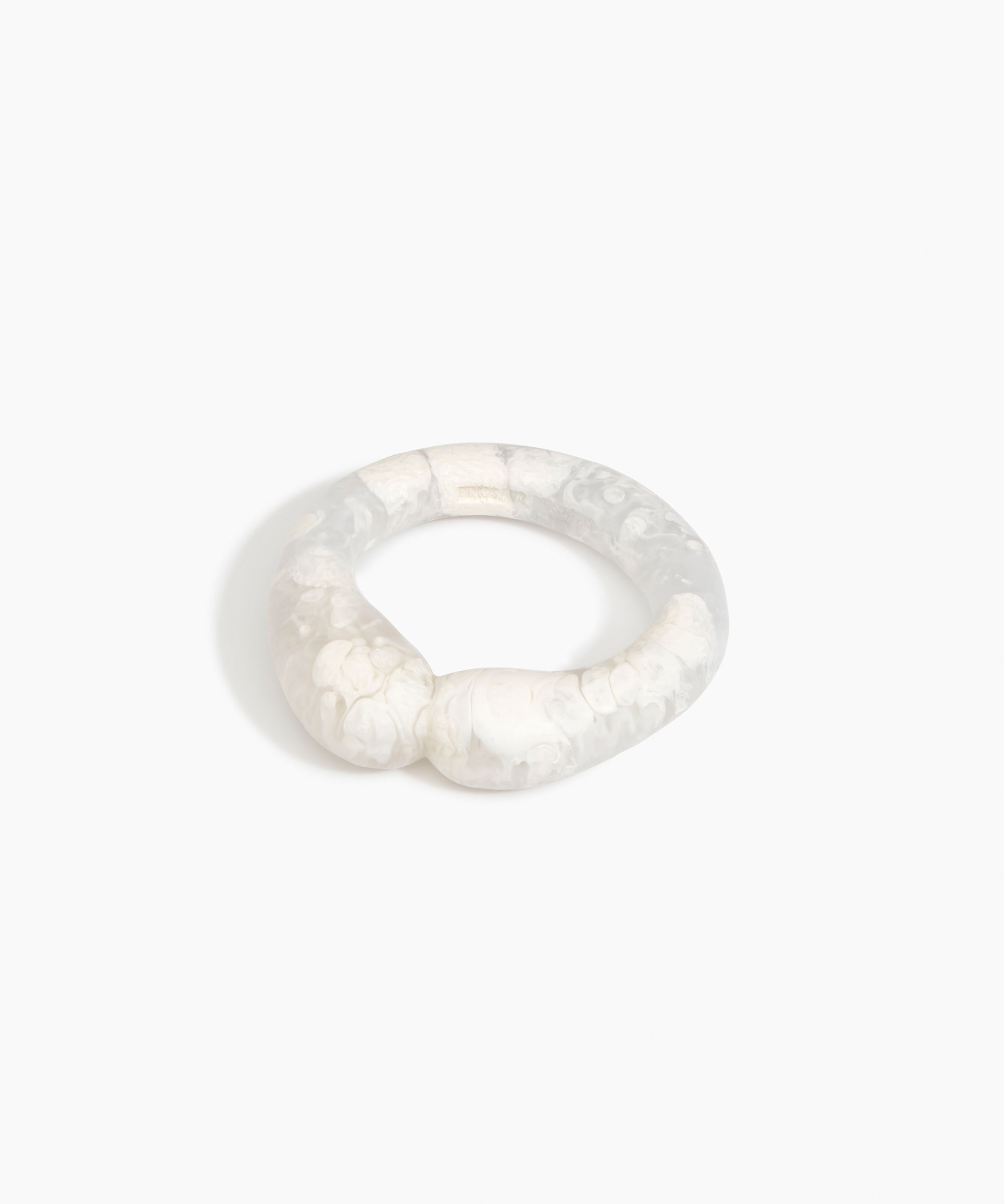 Dinosaur Designs Large Sprout Bangle in Chalk Swirl — handcrafted marbled off-white resin bangle with chunky rounded form