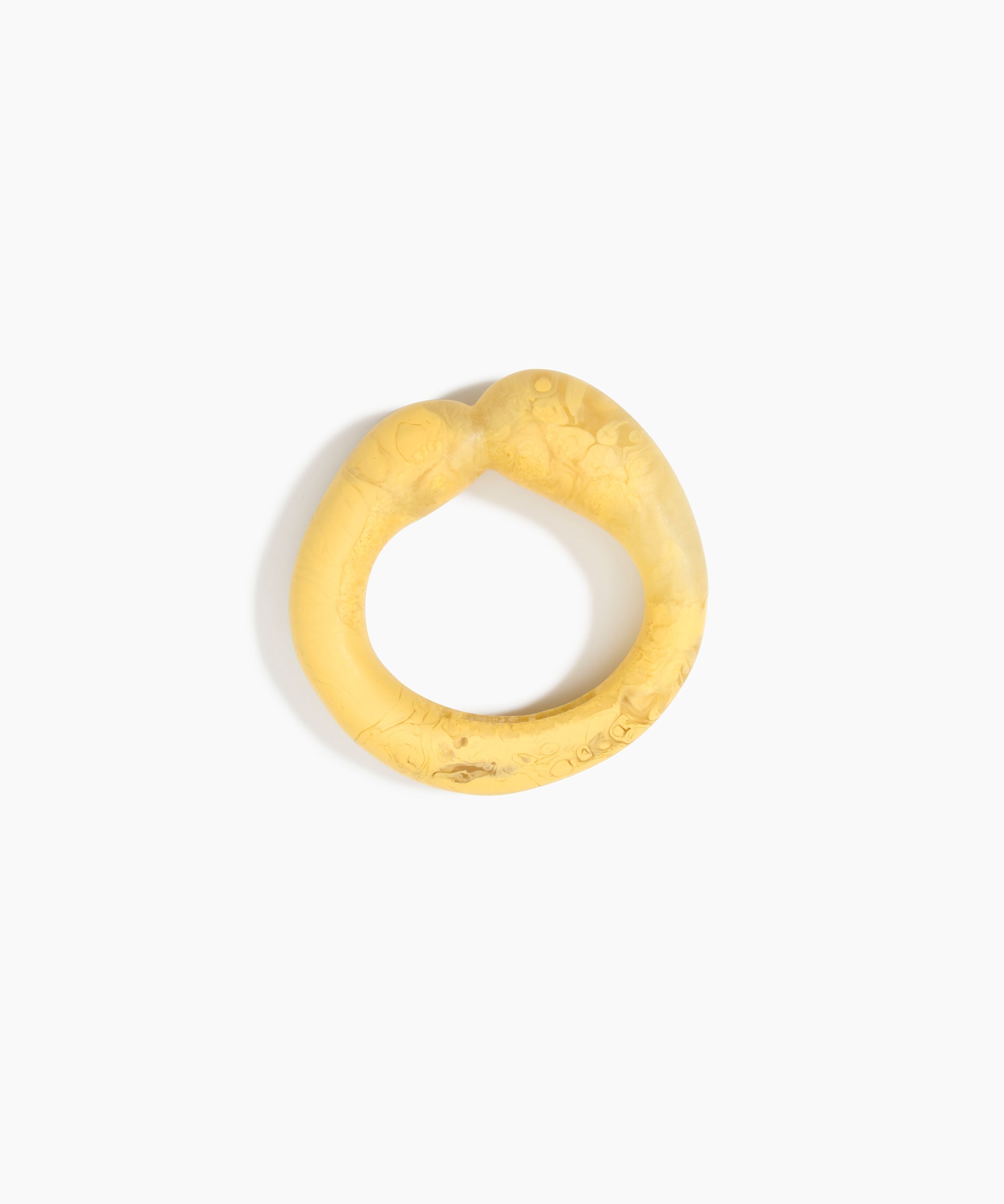 Dinosaur Designs Large Sprout Bangle in Pollen — handcrafted marbled yellow resin bangle with chunky rounded form