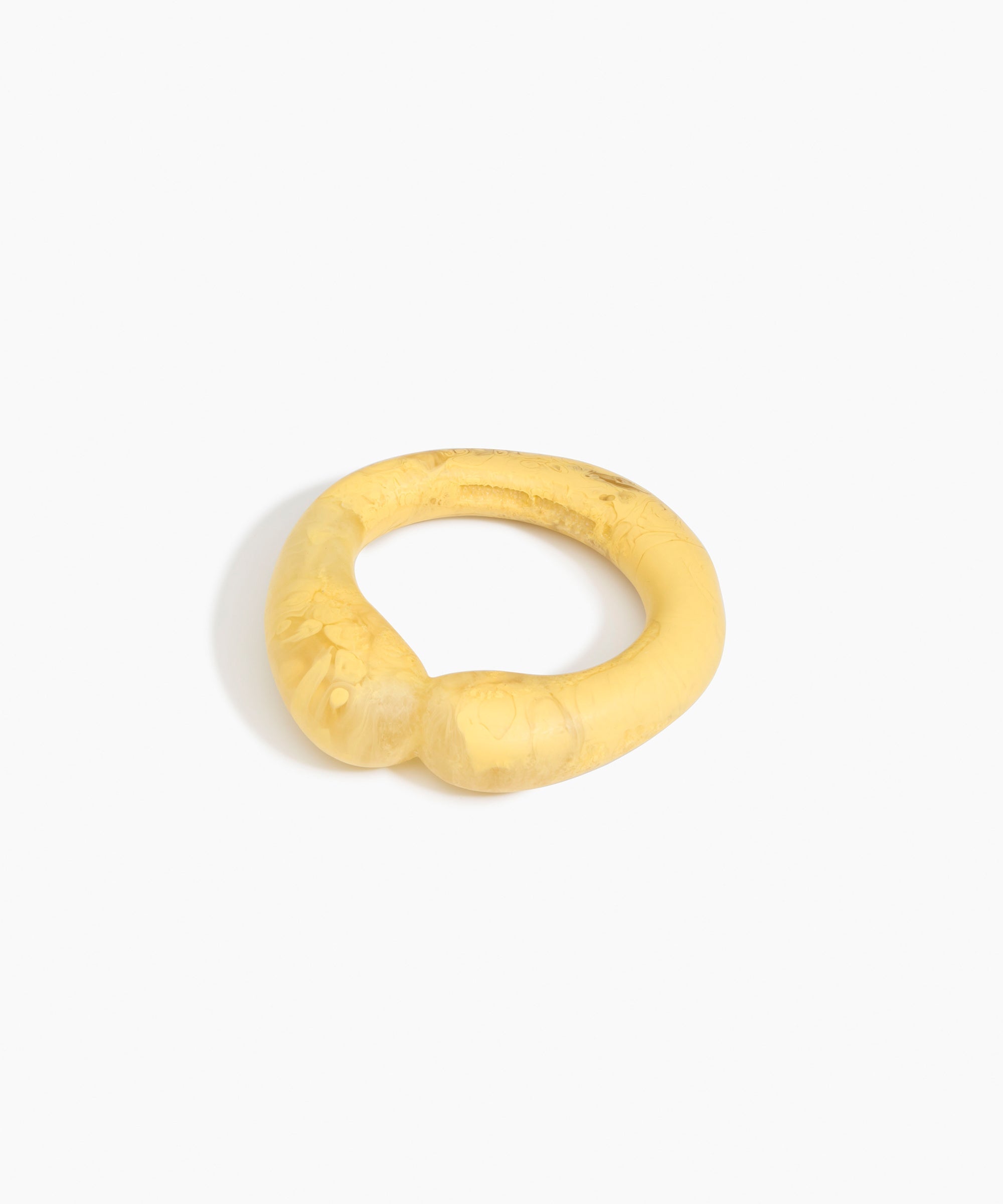 Dinosaur Designs Large Sprout Bangle in Pollen — handcrafted marbled yellow resin bangle with chunky rounded form