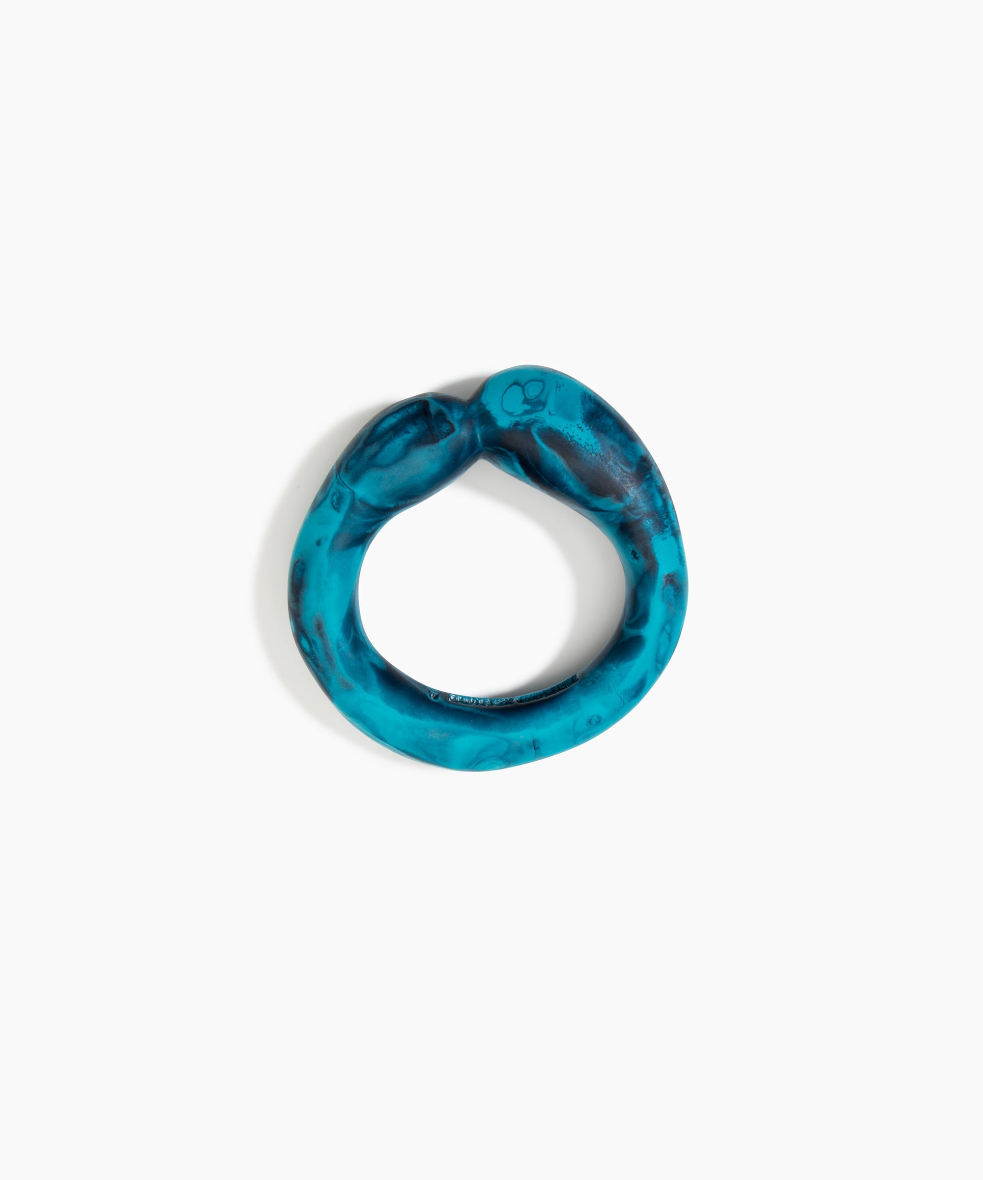 Dinosaur Designs Large Sprout Bangle in Turquoise — handcrafted marbled teal blue resin bangle with chunky rounded form