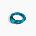 Dinosaur Designs Large Sprout Bangle in Turquoise — handcrafted marbled teal blue resin bangle with chunky rounded form
