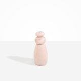 Dinosaur Designs Tall Pepper Boulder Grinder in Rose Swirl — handcrafted marbled dusty pink resin pepper grinder with elongated teardrop body and stacked pebble lid