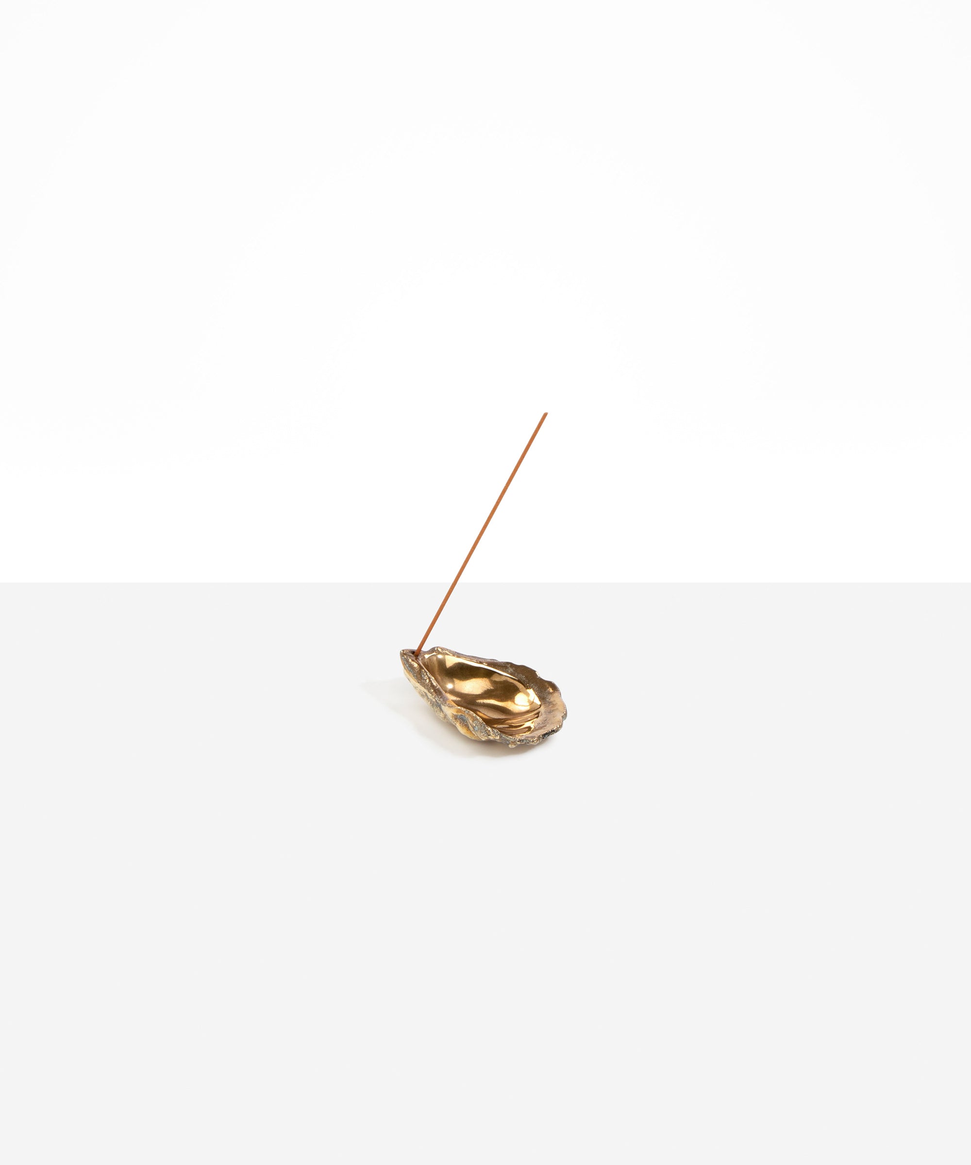 Corey Ashford Oyster Incense Holder in Brass — polished brass cast metal oyster shell incense holder for single stick