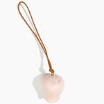 Dinosaur Designs Gumnut Decoration in Rose Swirl colour with Brass hardware — handcrafted marbled dusty pink resin gumnut-shaped ornament with tan leather hanging loop and brass bead