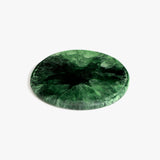 Dinosaur Designs Temple Cheese Platter in Moss — handcrafted marbled green resin round serving board with organic edge and recessed handles..