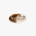 Dinosaur Designs Rock Plate in Cappuccino — handcrafted marbled brown and cream resin oval flat serving plate with rounded organic edge