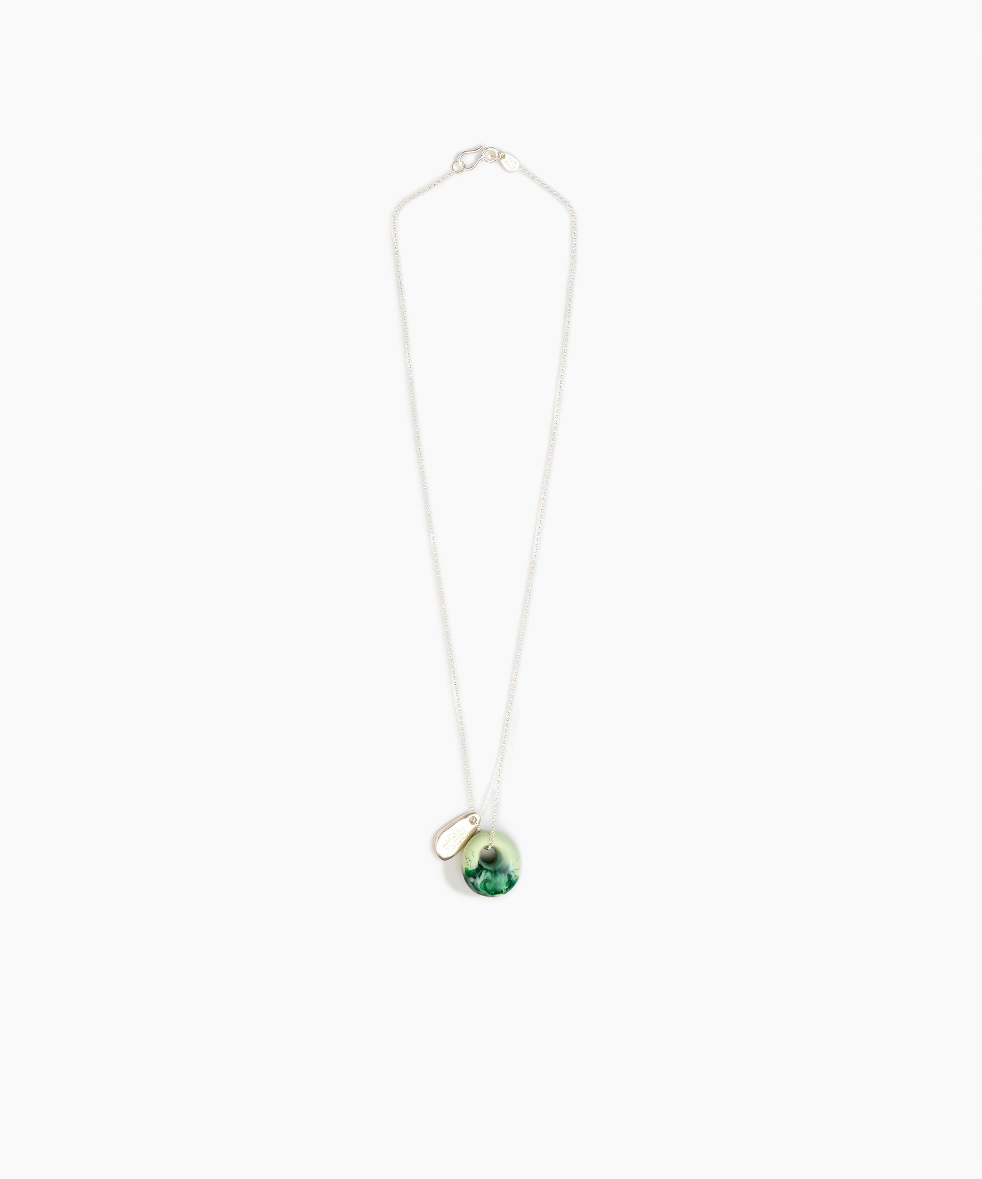 Dinosaur Designs Small Splash Chain Pendant in Grass Colour resin with 925 Sterling Silver Material..