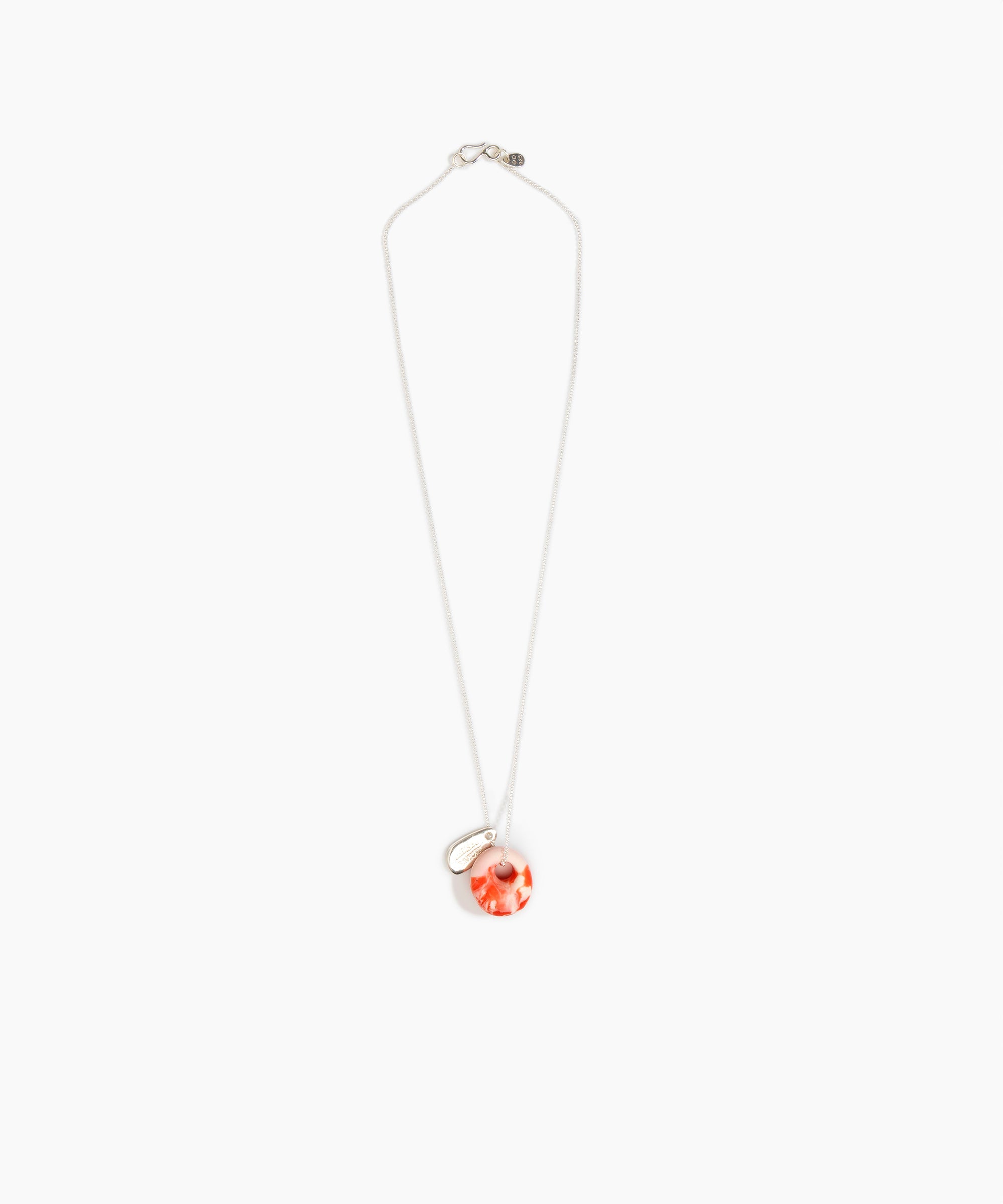 Dinosaur Designs Small Splash Chain Pendant in Strawberry Colour resin with 925 Sterling Silver Material..