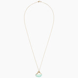 Dinosaur Designs Polished Lotus Chain Pendant in Mint with Gold-Fill hardware — marbled mint blue resin half-crescent pendant on a fine gold-fill chain with clasp
