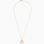 Dinosaur Designs Polished Lotus Chain Pendant in Rose Swirl with Gold-Fill hardware — marbled dusty pink resin half-crescent pendant on a fine gold-fill chain with clasp