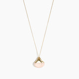 Dinosaur Designs Polished Lotus Chain Pendant in Rose Swirl with Gold-Fill hardware — marbled dusty pink resin half-crescent pendant on a fine gold-fill chain with clasp