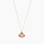 Dinosaur Designs Polished Lotus Chain Pendant in Rust with Gold-Fill hardware — marbled brown-red and cream resin half-crescent pendant on a fine gold-fill chain with clasp