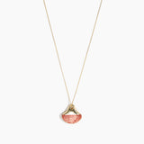 Dinosaur Designs Polished Lotus Chain Pendant in Rust with Gold-Fill hardware — marbled brown-red and cream resin half-crescent pendant on a fine gold-fill chain with clasp
