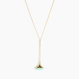 Dinosaur Designs Long Polished Lotus Chain Pendant in Mint with Gold-Fill hardware — marbled mint blue resin half-dome pendant with elongated polished gold-fill tapered stem on a fine gold-fill chain