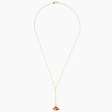 Dinosaur Designs Long Polished Lotus Chain Pendant in Rust with Gold-Fill hardware — marbled brown-red and cream resin half-dome pendant with elongated polished gold-fill tapered stem on a fine gold-fill chain