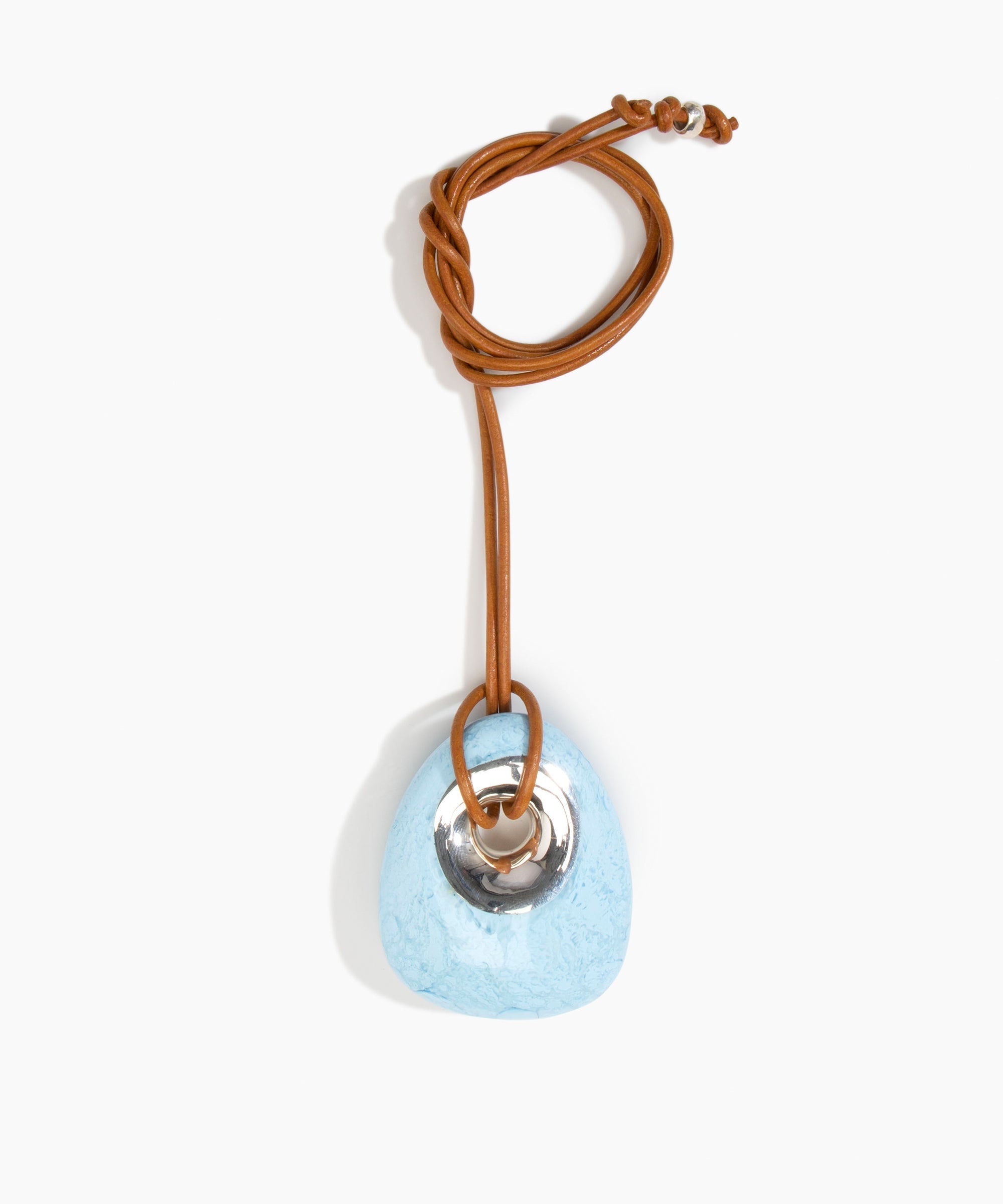 Dinosaur Designs PNRCKLEAL Large Rock Pendant Leather POOL