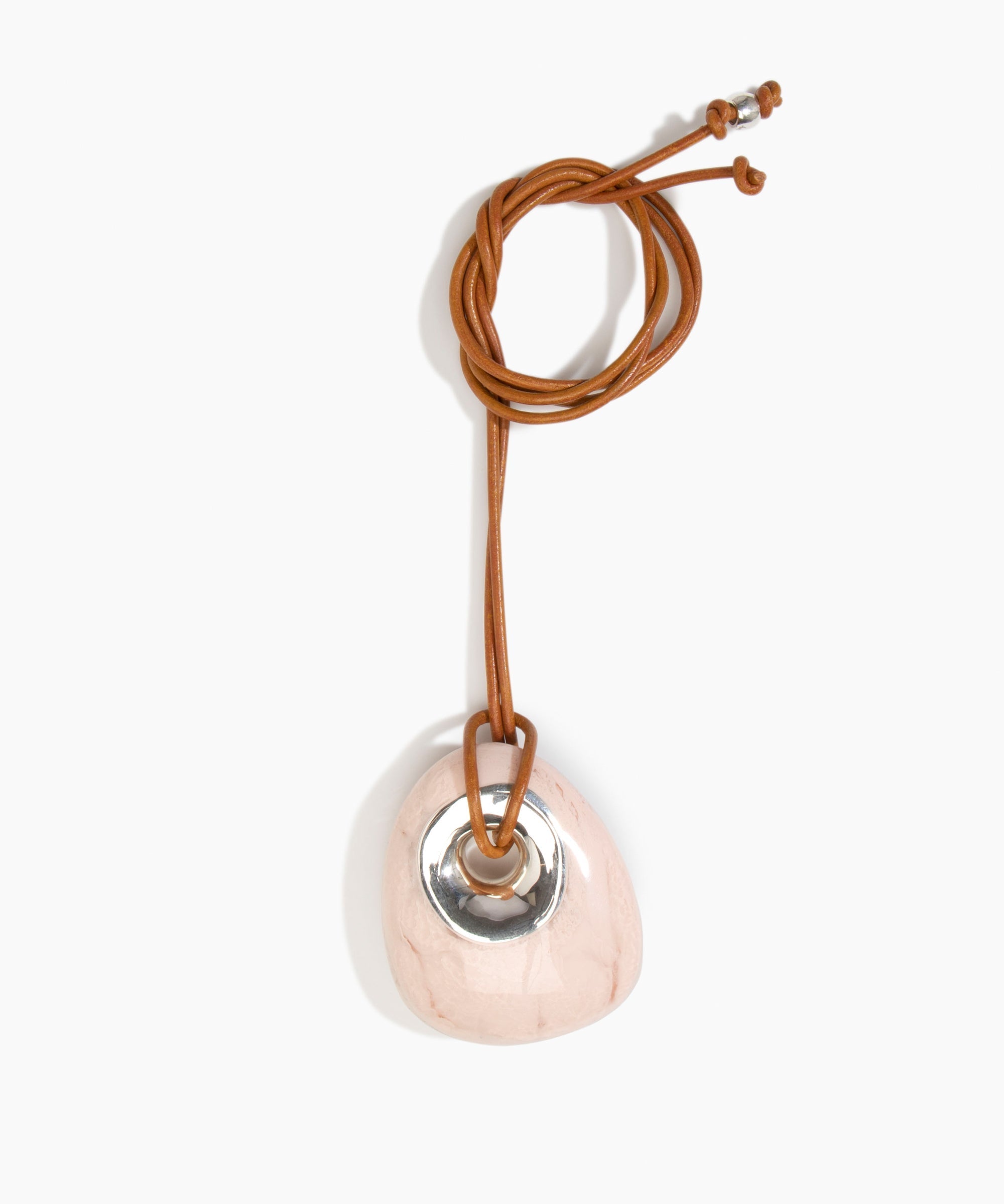 Dinosaur Designs PNRCKLEAL Large Rock Pendant Leather ROSE SWIRL