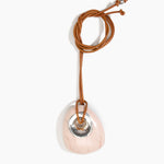 Dinosaur Designs PNRCKLEAL Large Rock Pendant Leather ROSE SWIRL.
