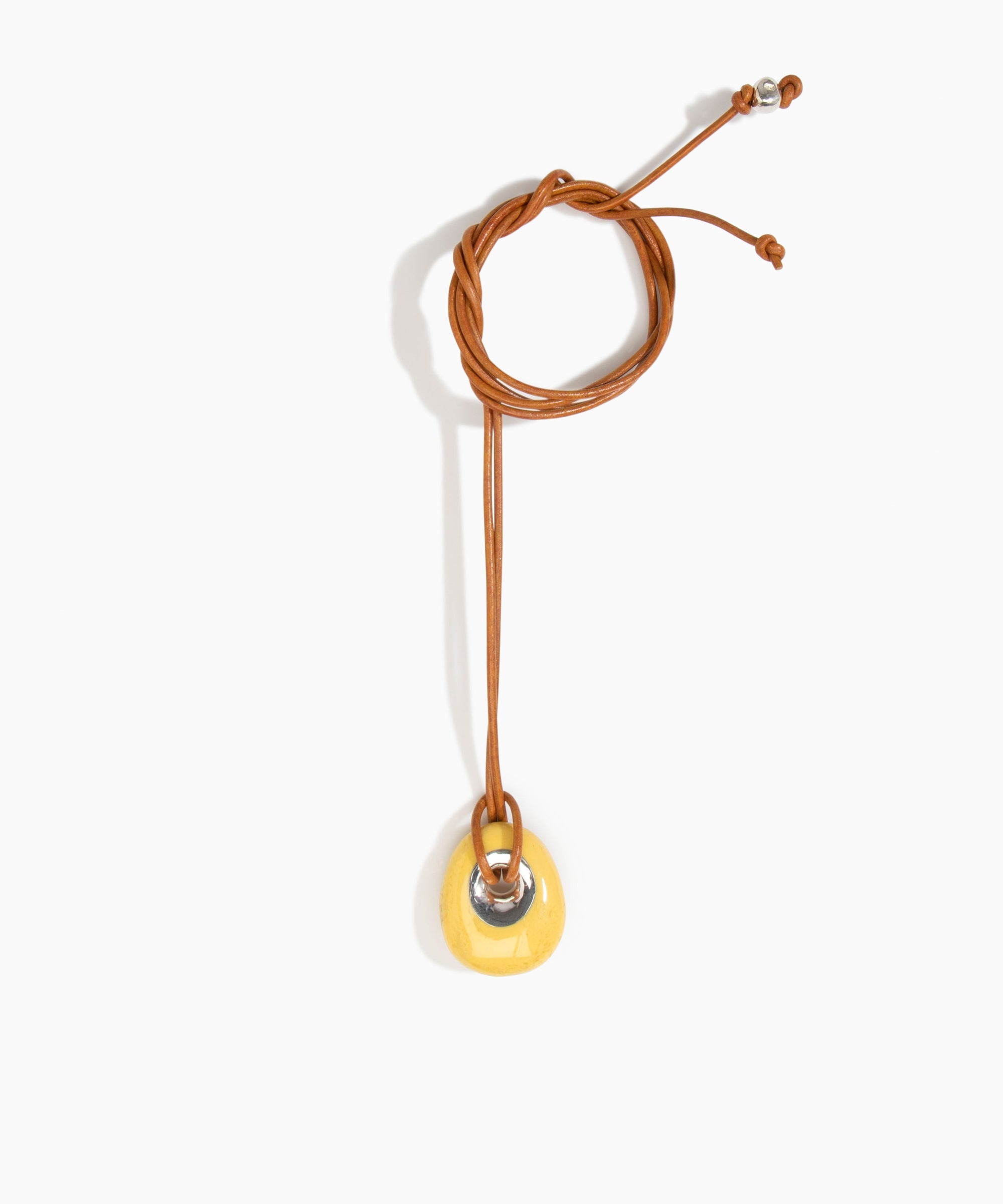 Dinosaur Designs PNRCKLEAS Small Rock Pendant Leather POLLEN.