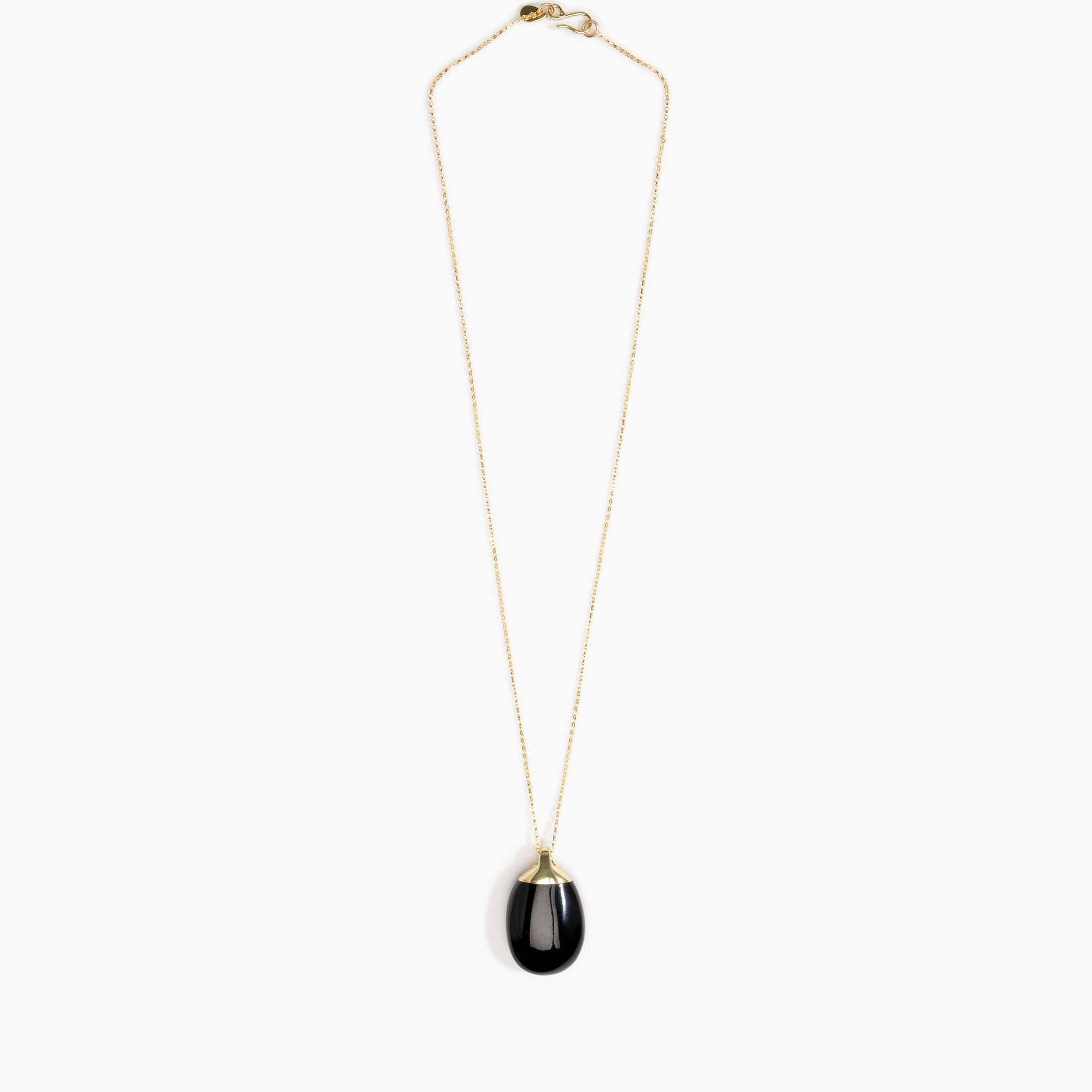 Dinosaur Designs Medium River Rock Pendant in Black Colour resin with Gold-Filled Material.