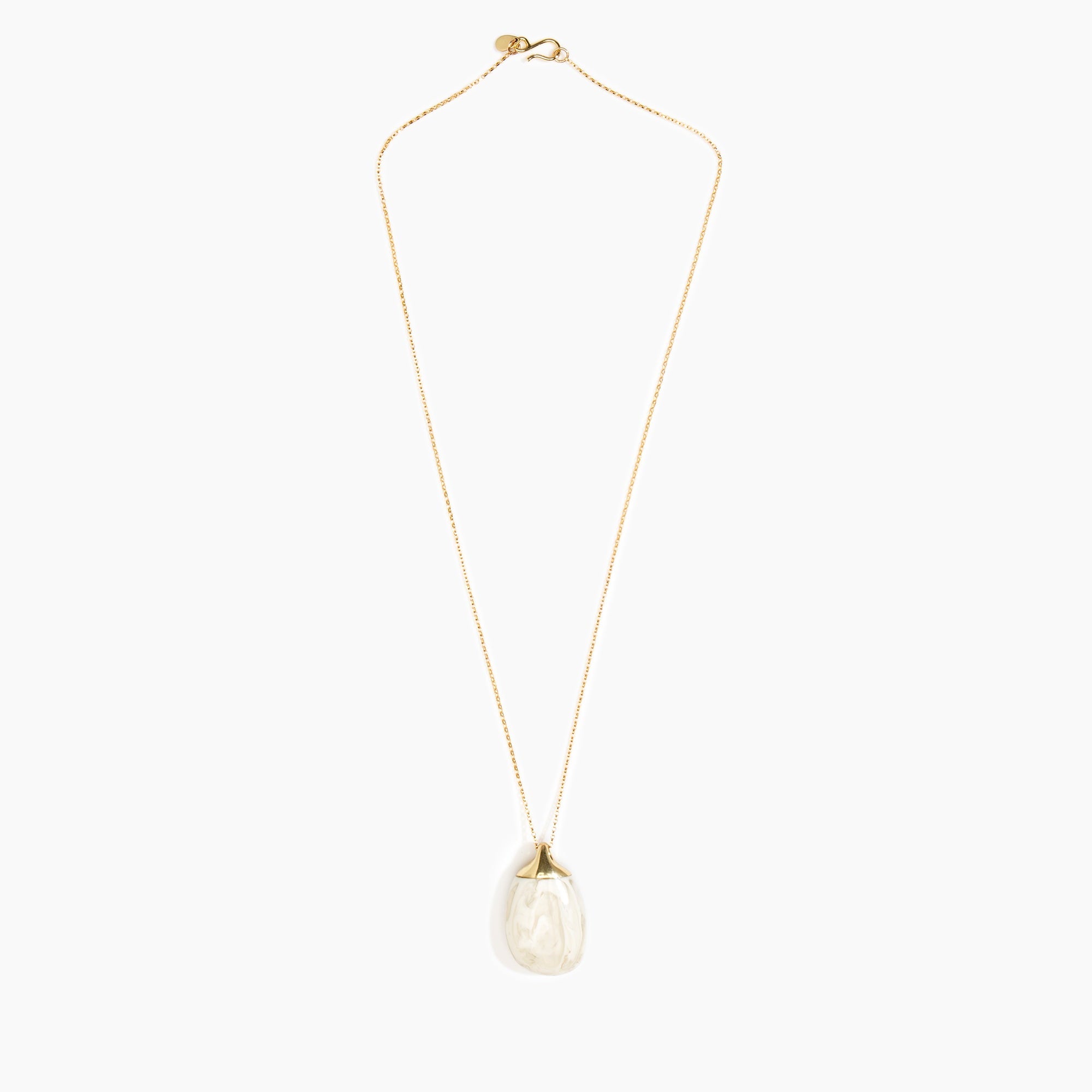 Dinosaur Designs Medium River Rock Pendant in Chalk Swirl Colour resin with Gold-Filled Material.