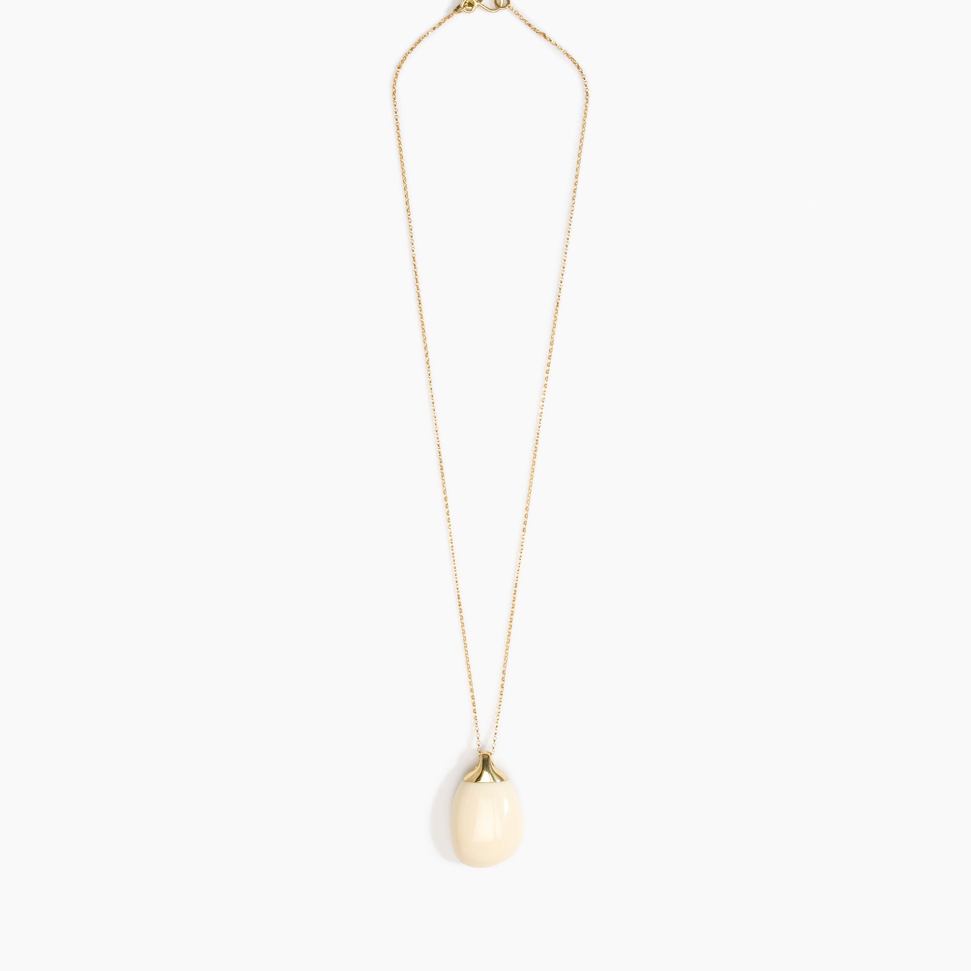 Dinosaur Designs Medium River Rock Pendant in Cream Colour resin with Gold-Filled Material.