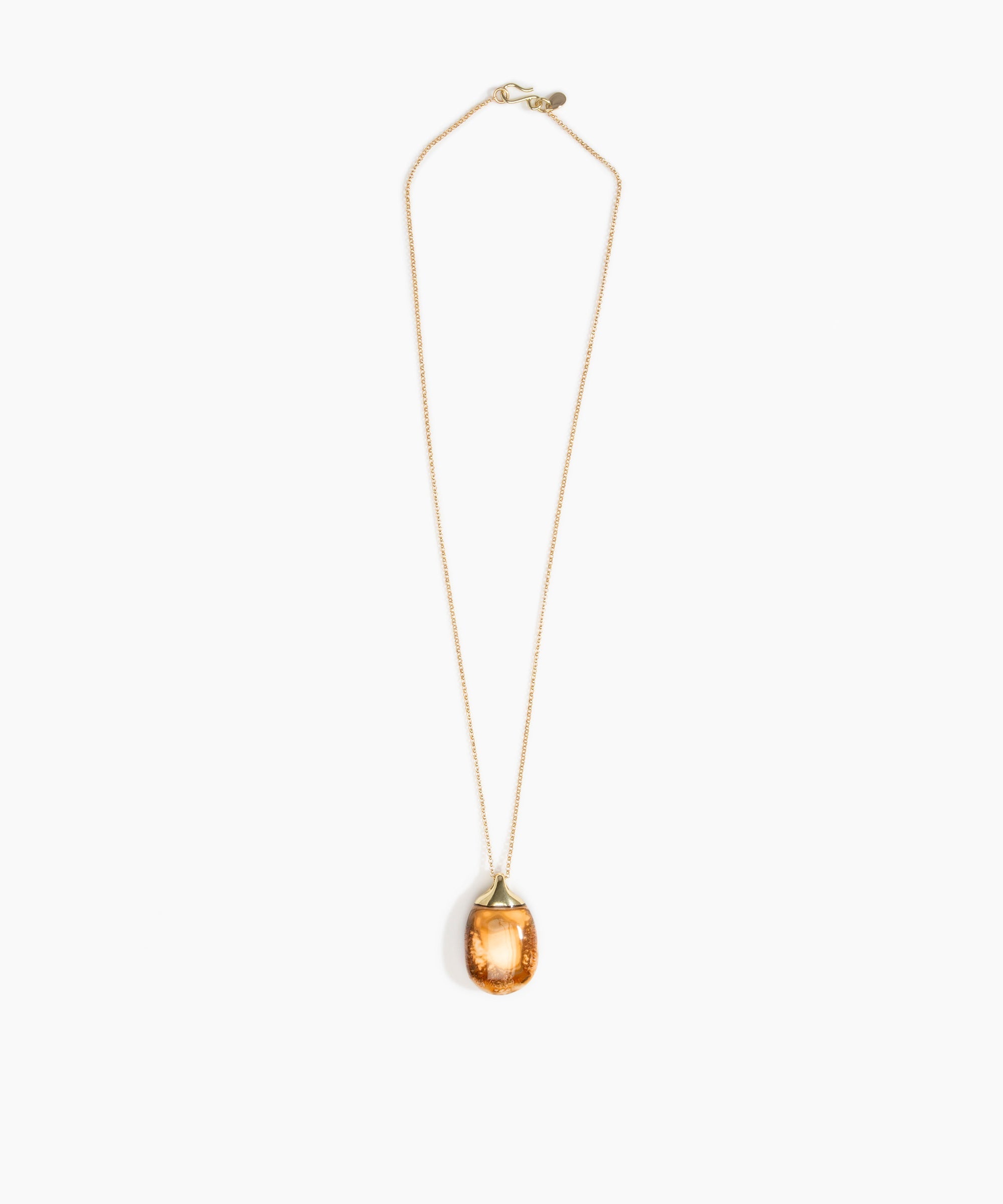 Dinosaur Designs Medium River Rock Pendant in Light Horn Colour resin with Gold-Filled Material.
