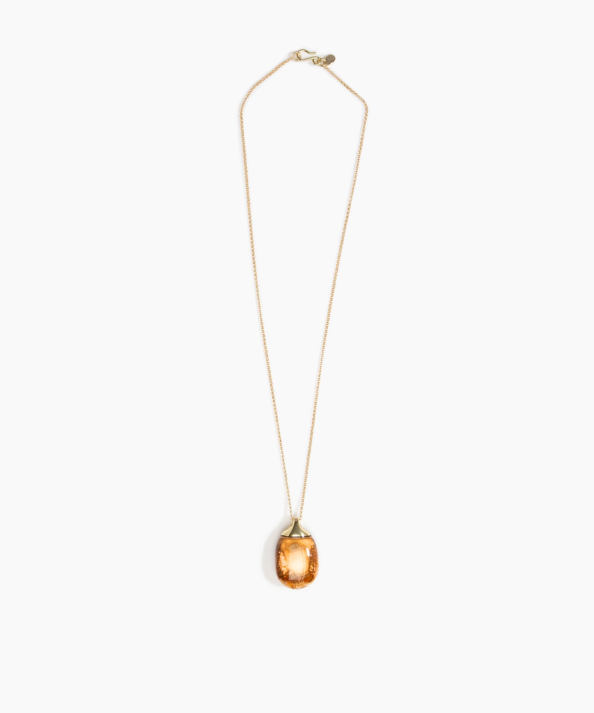 Dinosaur Designs Medium River Rock Pendant in Light Horn Colour resin with Gold-Filled Material