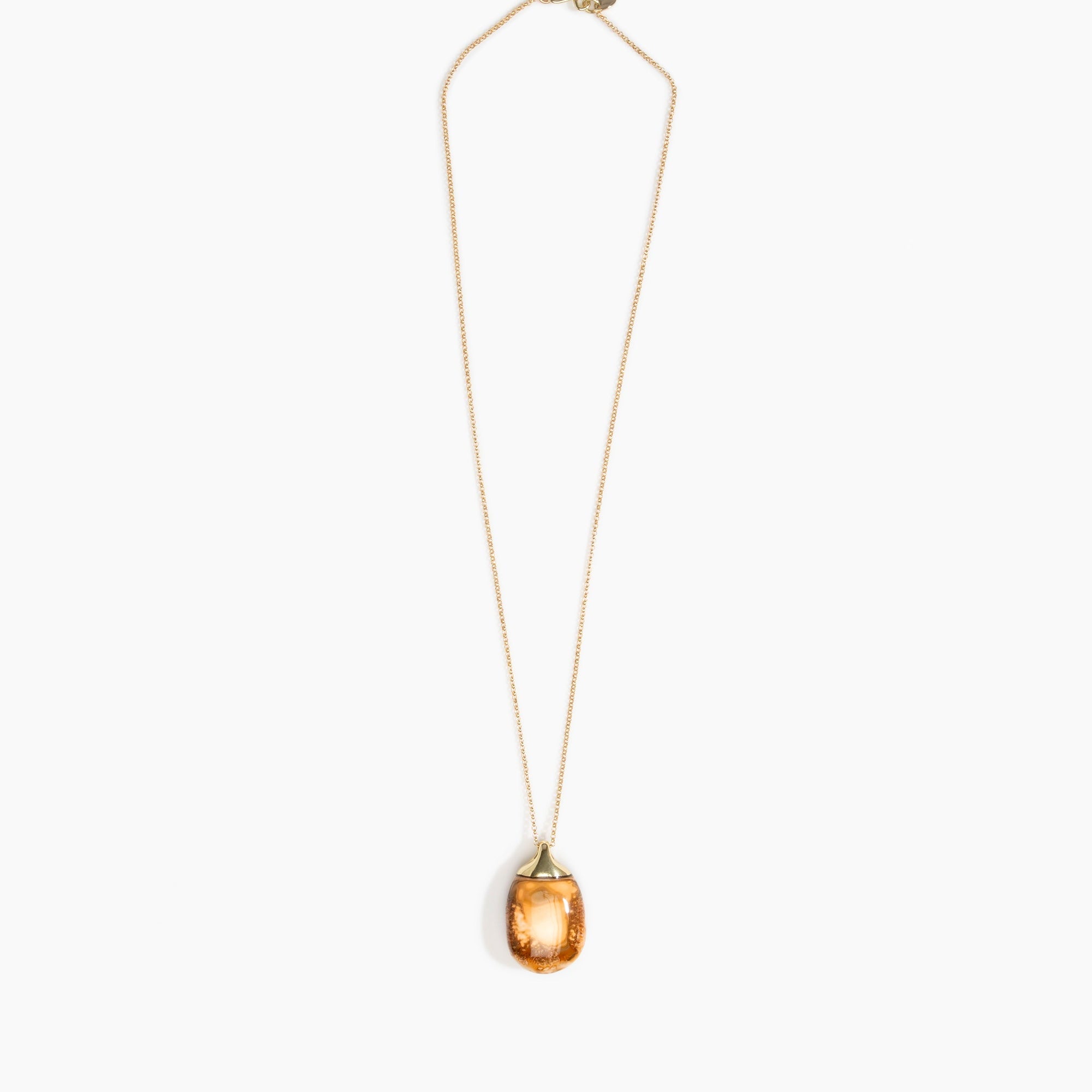 Dinosaur Designs Medium River Rock Pendant in Light Horn Colour resin with Gold-Filled Material.