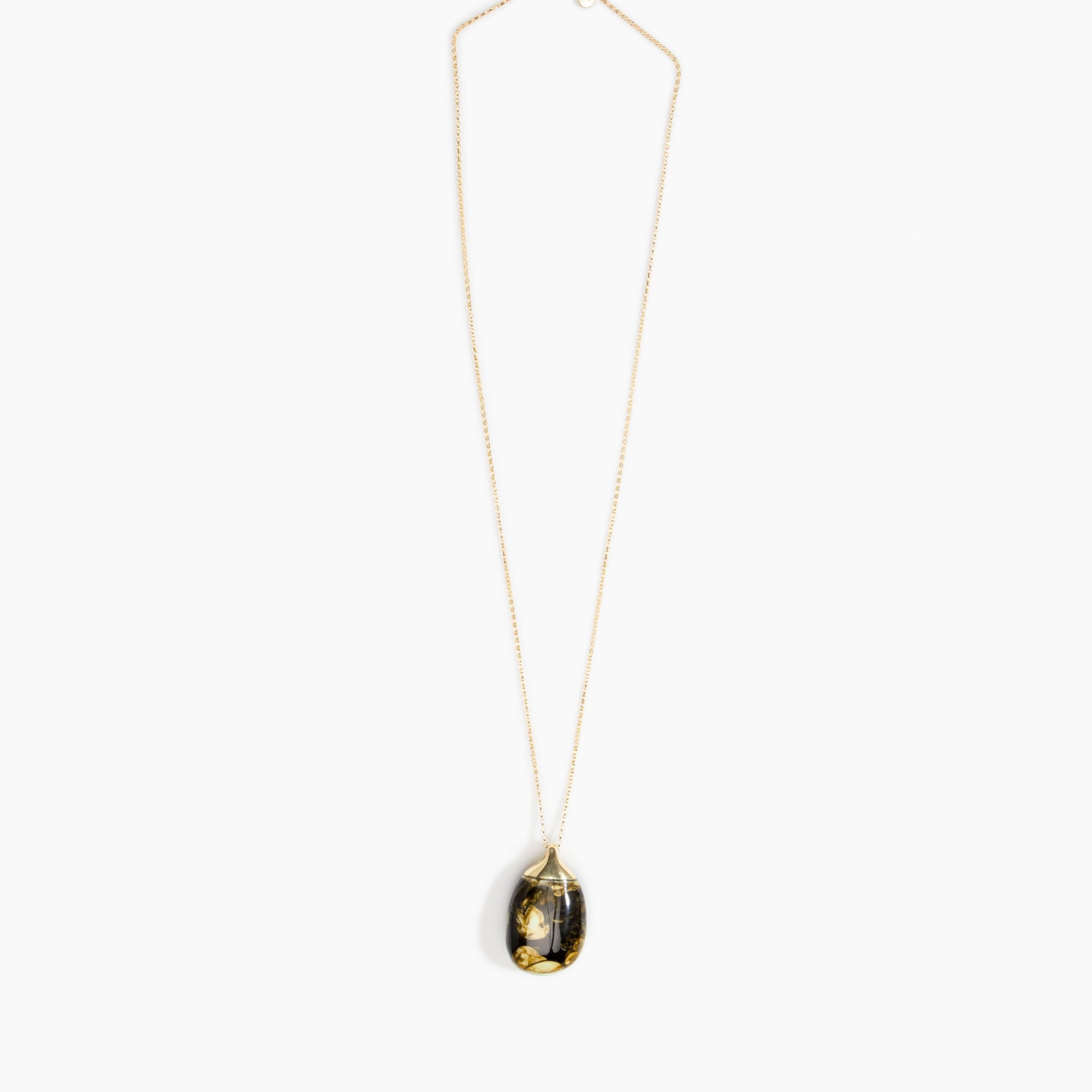 Dinosaur Designs Medium River Rock Pendant in Malachite Colour resin with Gold-Filled Material.
