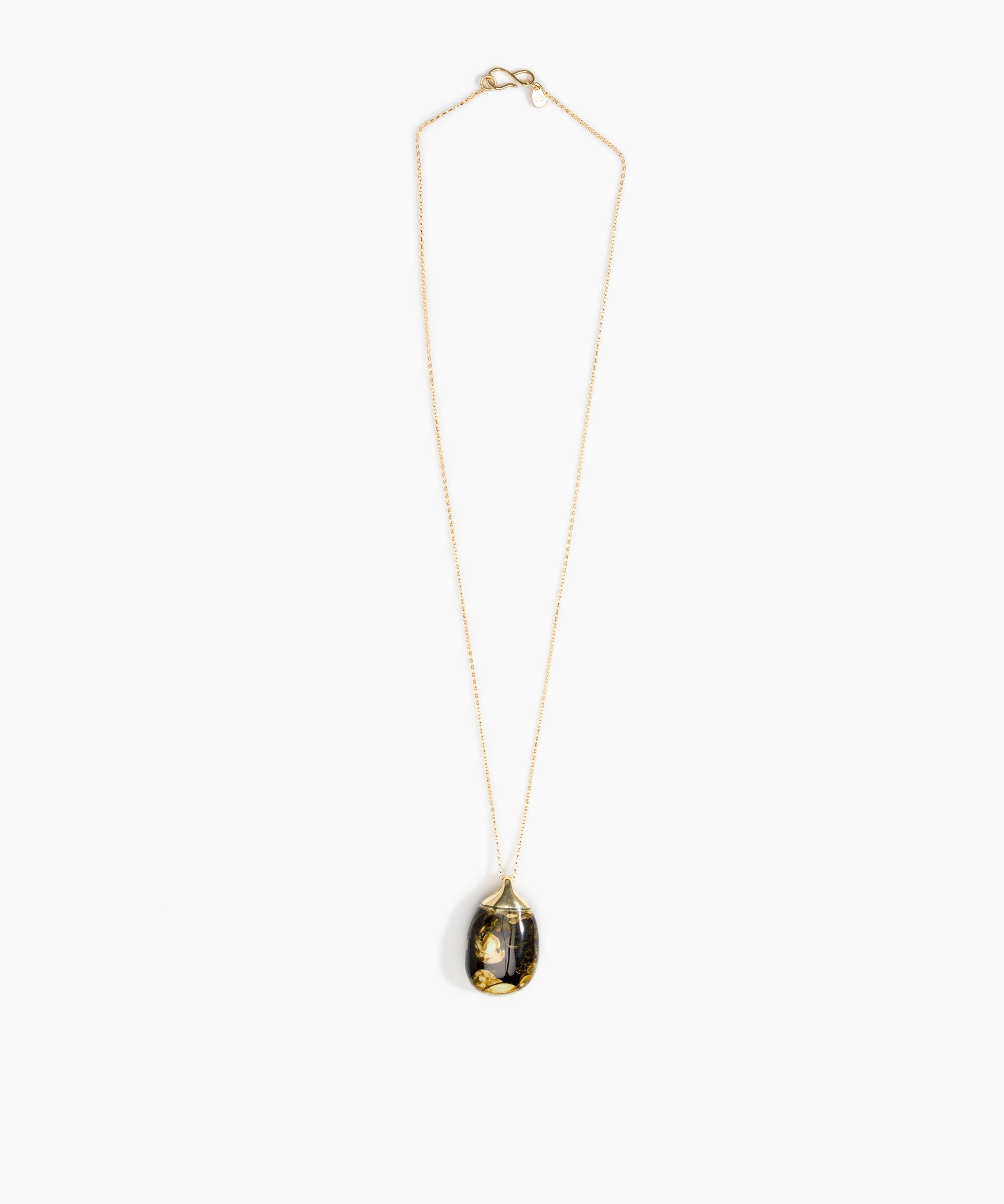 Dinosaur Designs Medium River Rock Pendant in Malachite Colour resin with Gold-Filled Material.