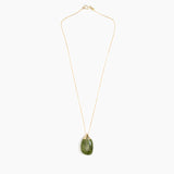 Dinosaur Designs Medium River Rock Pendant in Olive Colour resin with Gold-Filled Material