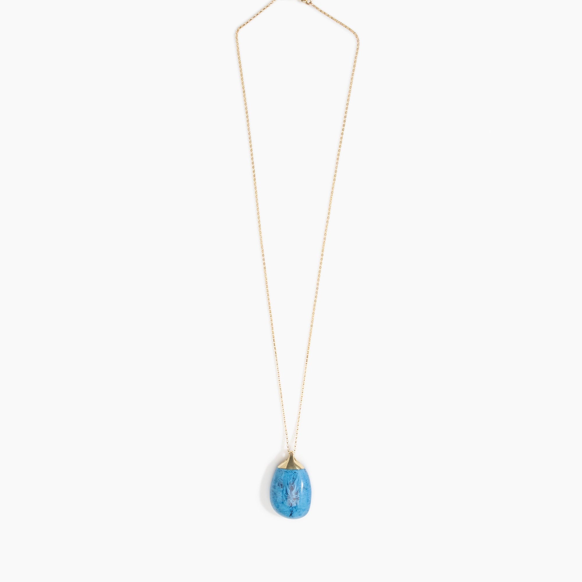 Dinosaur Designs Medium River Rock Pendant in Sky Colour resin with Gold-Filled Material.