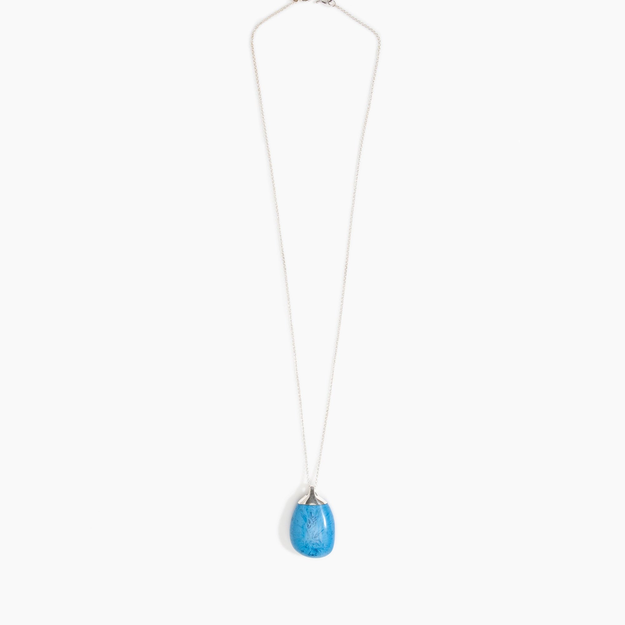 Dinosaur Designs Medium River Rock Pendant in Sky Colour resin with 925 Sterling Silver Material.